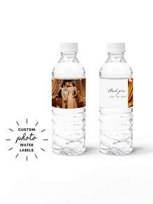 30pcs/20pcs/10pcs Customized Photo Water Bottle Labels, Personalized Celebration Labels, DIY Water Bottle Wrap Stickers, Size 21x5cm, Suitable For Wedding, Birthday, Christening, Wedding, Thank You Stickers And Other Occasions, Multi-Functional, Adjustable, Mildew-Proof, Decorative, Adhesive, Reusable