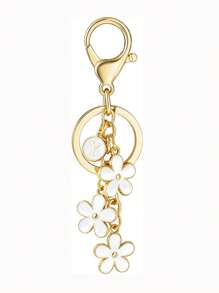 1pc Fashionable & Cute Letter Key Chain With Alloy White Flower Pendant Charm Key Ring, Accessory For Women And Students Car Accessories Goth Y2k