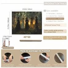 1 pieza, Arte de pared de lienzo de Halloween, Impresión de arte de pared de bruja vintage, Descarga de arte de pared de estilo melancólico, Decoración de estilo rural de arte oscuro, Adecuado para otoño, Halloween, Temporada de fantasía y terror, Decoración de bruja