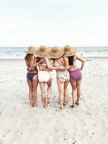 Customized Embroidered Text Sun Hat, Bachelorette Party Hat, Bridal Shower Gift, Soft Brim Beach Hat, Honeymoon Gift. A Personalized Beach Straw Hat Is A Lovely Honeymoon Gift For The Bride, Can Be A Gift For The Bridal Shower, And Can Also Be Customized With Her New "Mrs." Surname - Or Given To All Bridesmaids At A Bachelorette Party, It Will Definitely Stand Out! They Can Also Be Customized With Any Other Words/Phrases. - Multicolor - View 3