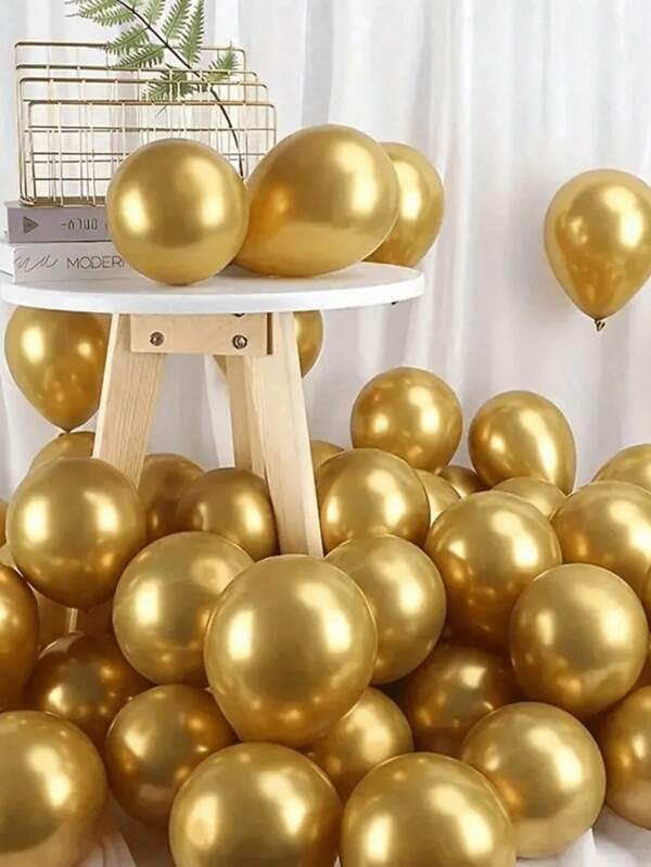 10/50/100pcs 5/10/12/18inch Mini Metallic Gold Balloons For Wedding, Birthday, Baby Shower, Party, New Year, Valentine`S Day, Thanksgiving Decorations