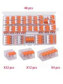 48/80/130pcs Box: Super Fast Pole Line Connectors - 2,3,4 & 5 Port Cable Clamp Wire Connectors, Electrical Wiring Connector Assortment Kit, Electrical Cam-Type Connectors, Suitable For Various Wire Types, Quick Disconnect Compact Splice Connector Terminal Kit, Comes With Transparent Box - Orange - View 8