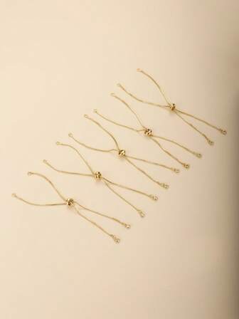 5PCS Cubic Zirconia Decor Adjustable Pull Link Chains For Bracelets Making Women DIY Bracelet Accessories