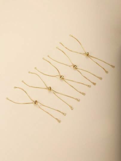 5PCS Cubic Zirconia Decor Adjustable Pull Link Chains For Bracelets Making Women DIY Bracelet Accessories