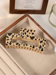 1/6 件时尚简约豹纹，心形和花朵设计大号防滑发夹，强力固定发夹，适合稀疏和浓密的头发，女士发饰 - 彩色 - 查看 8