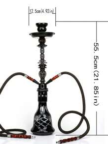 1 件跨境现货中号双管四管水烟壶，全套玻璃水烟管套装，带配件、水烟杆和烟斗，无需电力