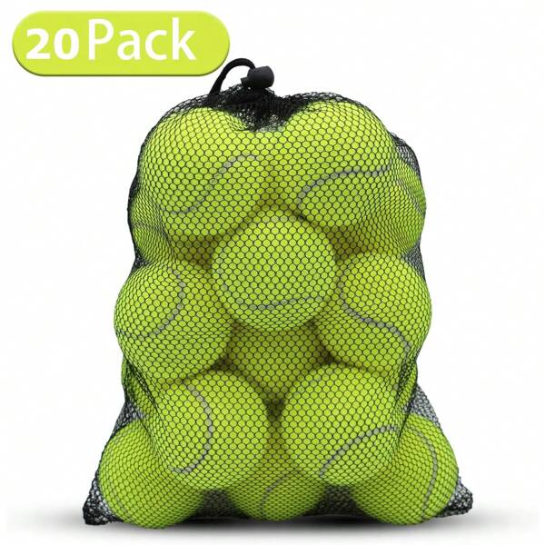 Tennis Balls, 6/12/20 Pack Training Tennis Balls With Net Bag, High Elasticity Practice Tennis For Beginner, Exercise Playing Balls For Pet Dog