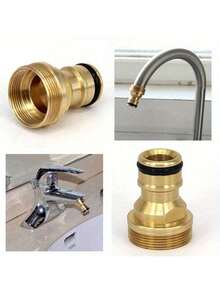 1pc Anti-Leakage Quick Connect Garden Hose Adapter - (Various Styles, Fits Different Sizes) Brass Faucet/Washing Machine Thickened Faucet, Inlet Pipe, Brass Faucet Interface Adapter, Durable, Anti-Rust Faucet Converter, Convenient For Watering - Multicolor - View 7