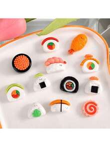12pcs Cartoon Sushi Theme Fridge Magnets Set, Cute Funny Caviar Sushi, Salmon Sushi Decorative Refrigerator Magnets, Decorative Whiteboard & Refrigerator Sticker Magnets, Cute Office & Kitchen Utensils For Home Decor, Christmas & New Year Gifts - Multicolor - View 14