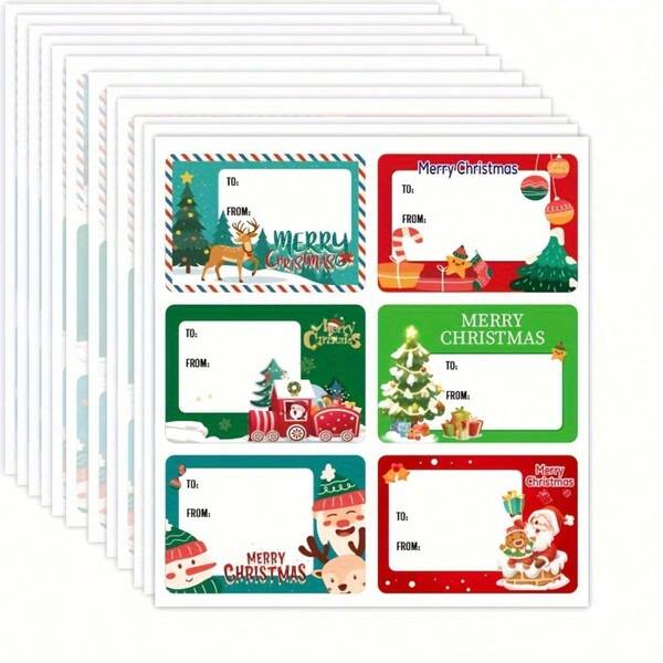 90 pegatinas autoadhesivas de vacaciones para embalaje de regalos - Etiquetas de Feliz Navidad de papel para decoración del hogar, decoraciones navideñas, decoración de habitaciones de invierno