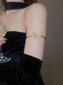 1 件可调节性感开口蝴蝶袖口手链 - 彩色 - 查看 4