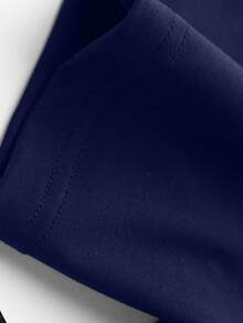 休闲泰迪熊印花短袖柔软T恤，街头风夏季上衣 - 藏蓝色 - 查看 5