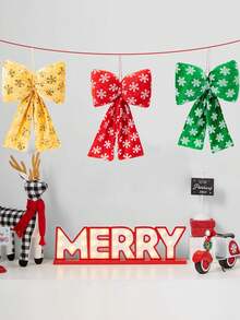 1pc Shining Christmas Embroidered Snowflakes Bow Hanging Ornaments,Colorful Bow With Sequins Design,Green/Red/Golden Color For Choose,Suitable For Shopping Malls, Hotels, Wedding Scene Decoration,Christmas Decor, Home Decor, Christmas Tree Decor,Indoor /Outdoor Decor,Garden Decor,Living Room Decor, Parties Decor, Bow Decor,Bow Party Decor,Christmas Decor Home,Christmas Ornaments For Tree,Patio Decor Christmas Decorations Winter