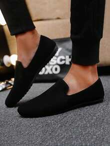 男士乐福鞋 新款休闲鞋 百搭莫卡辛鞋 一脚蹬渔夫鞋 宽松鞋 平底船鞋 男鞋 黑色正装鞋 休闲鞋 平底鞋（鞋型偏小偏窄，请选购大两码）