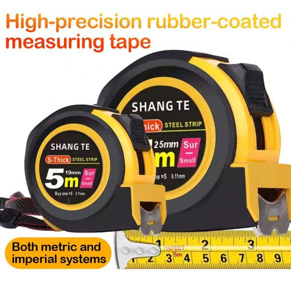 1m/5m Non-Slip Measuring Tape, Retractable Steel Tape Measure With Lock, Suitable For Body Measurement, Home Use, Construction, Woodworking, Design, Office And Other Measurement Tools