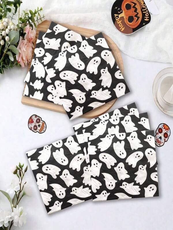 [16pcs/20pcs/Set] Halloween Pattern Napkins, 2-Ply Soft Paper, Unfolded Size 33cm*33cm, Suitable For Tea Parties, Birthday Parties, Party Decorations, Party Supplies, Holiday Decorations, Holiday Supplies