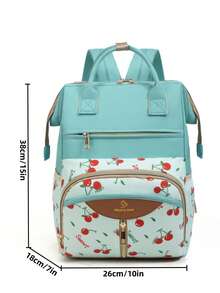 1pc Fashionable Mummy Backpack, Large Capacity Diaper Bag, Portable Maternity & Baby Bag, Can Be Hung On Stroller - Green - View 3