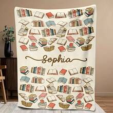 1 peça de manta de pelúcia personalizada com estampa criativa de livro, macia e quente, com impressão digital, ideal para sofás, camas, viagens, camping, salas de estar e escritórios. Lavável à máquina, estilo moderno, multiuso para todas as estações.