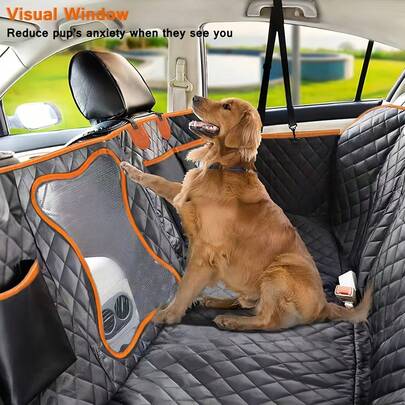 Dog Car Seat Cover For Back Seat With Mesh Visual Window I, Waterproof Dog Hammock 4-In-1 Dog Seat Cover Nonslip With Side Flaps, Washable Durable Back Seat Cover