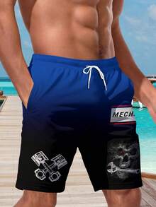 Shorts de praia casuais com estampa 3D havaiana plus size masculino - secagem rápida, cintura com cordão, perfeito para passeios de verão - Multicolorido - Ver 3