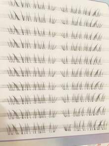 80pcs 10 Rows High Capacity Light Eyelashes Thin Natural Transparent Stem False Eyelashes Delicate Segment Curl Fine Soft Lash Clusters, Eyelash Clusters, Individual Eyelashes, Lashes, Fake Lashes - B - View 10