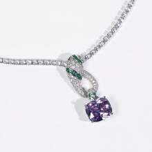 Set de joyas con forma de serpiente de 3 piezas con piedras de circonia, incluye aretes y collar, adecuado para uso en fiestas y como regalo (varios colores disponibles)