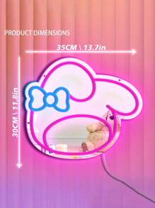 Sanrio 1pc Bedroom Wall Mirror Anime Melody Rabbit Neon Lights, Dressing Table, Dressing Room, Living Room, Hallway, Neon Lights, Mirror Strip Dimmable LED Light Strip, Home Bathroom Decoration, Dressing Light USB/Battery Powered LED Neon Lights, Pink Bedroom Wall Decoration, Suitable For Rooms, Valentine's Day Parties, Birthdays, Wedding Gifts, Home, Christmas Decoration, Giving To Girlfriends, Wives, Friends, Family, Lovers