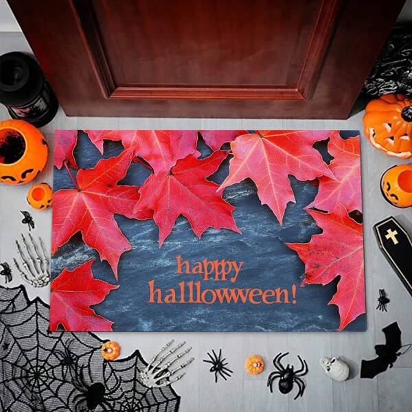 1 Zerbino Ognissanti divertente con stampa di testo, 650g in pile di corallo + fondo in silicone TPR, spessore 0,5 cm, stile classico autunnale country, elementi festivi, tappetino morbido e piccolo, adatto per esterni, ingressi, soggiorno, camera da letto, lavanderia, bagno, lavabile in lavatrice, tappetino d'ingresso piccolo adatto per tutto l'anno, decorazione per la casa