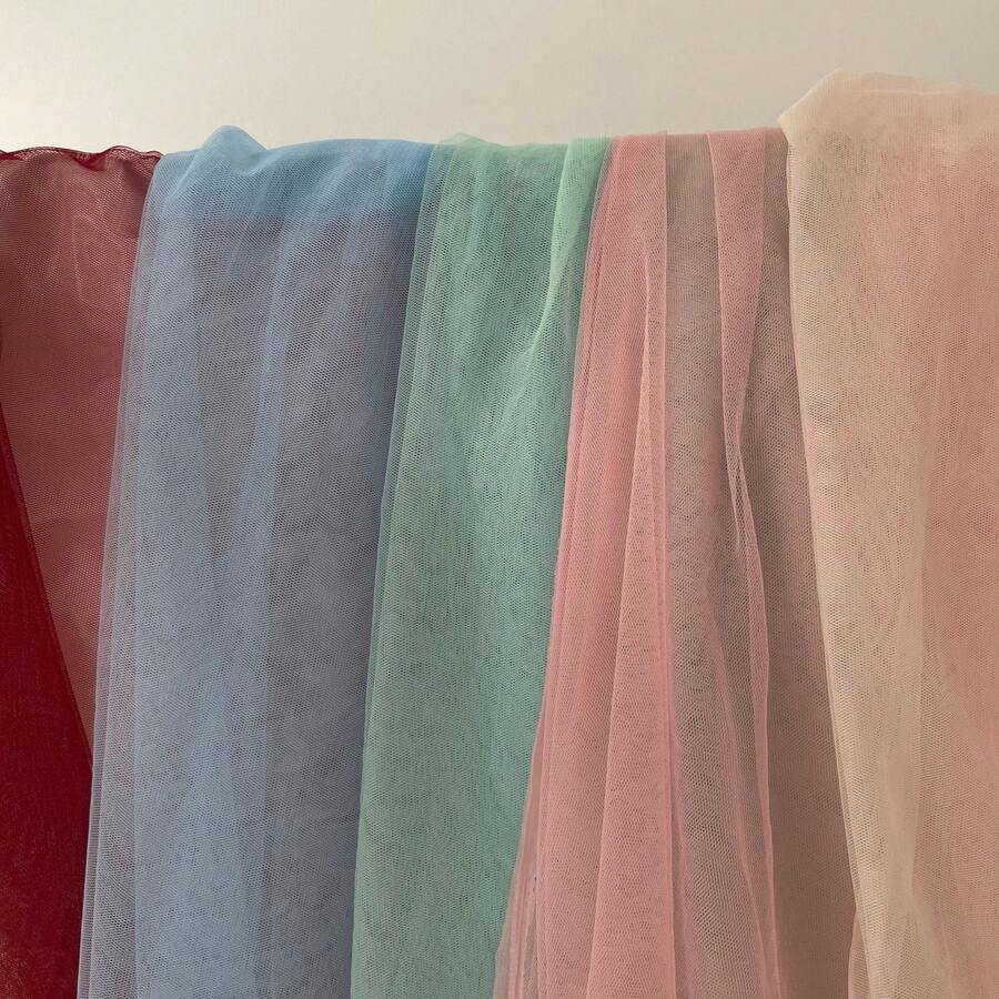 1 件多色透明蕾丝面料，100% 涤纶欧根纱，适用于派对装饰、芭蕾舞裙、桌裙、工艺品、DIY 丝带装饰 - 淺灰色 - 查看 1