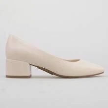 Simple And Fashionable Mid - Heel Women's Square - Toe Block - Heel Single Shoes,Versatile, Elegant And Comfortable, Essential For Various Occasions - 米色 - 查看 4