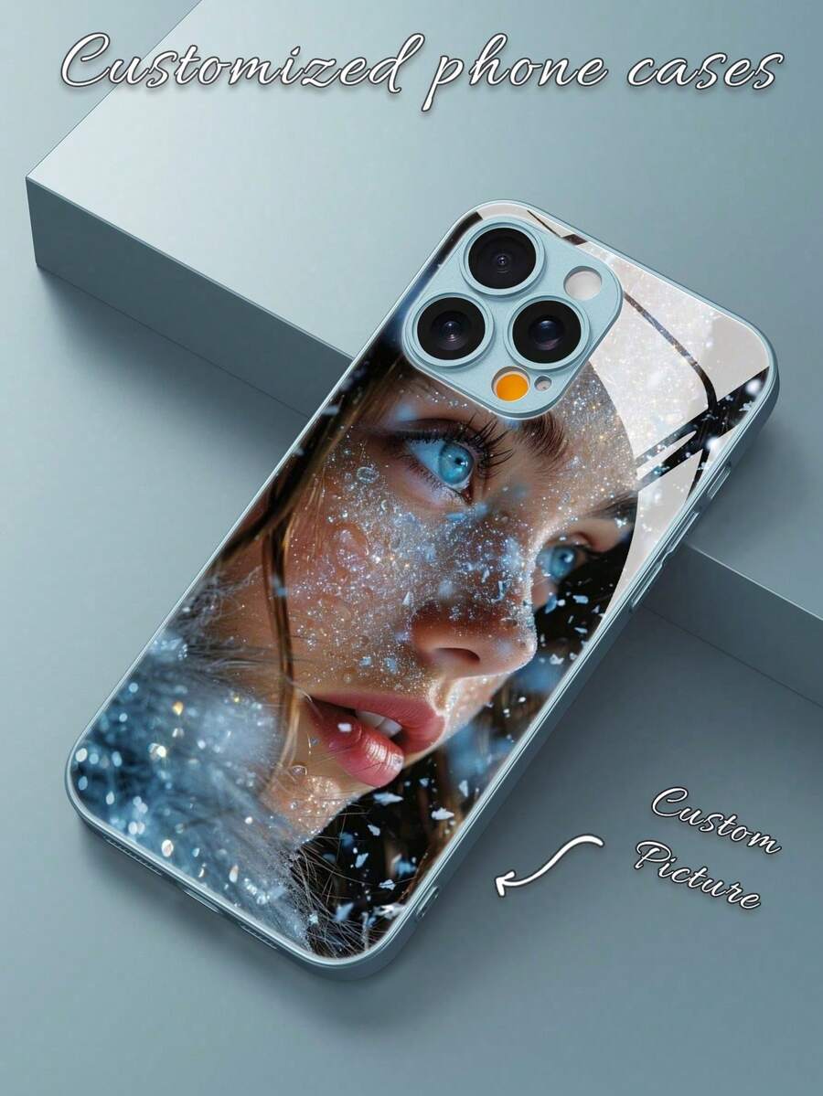 1个可定制日常艺术照片、全家福钢化玻璃金属手机壳，兼容三星S24 Ultra和 17/16 Pro Max/15 Pro/14 Plus/13 Pro/12 Pro Max/11/Xs Max/8/7/6 Plus，精美可爱，是送给朋友、父母、男友/女友的最佳礼物。 - 藍色 - 查看 1