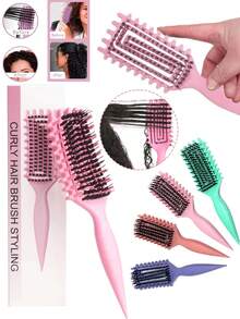 盒装卷发梳，适用于卷发、波浪发和卷曲发 - 顺滑、防毛躁发刷，带清洁工具，轻巧设计，多种颜色，适合干湿发，可吹干，适合家庭、沙龙和旅行造型梳，可轻松塑造卷发并增加卷发丰盈度，Candybrush 出品的发型工具