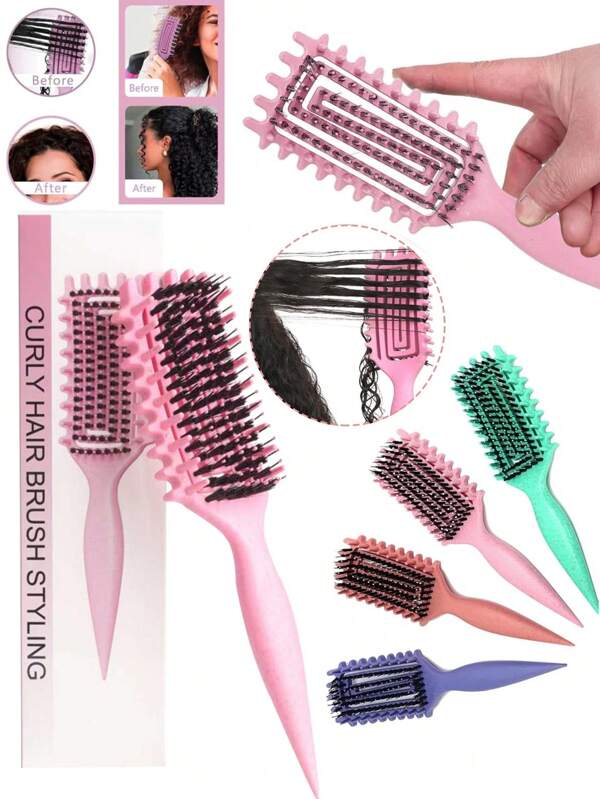 Boxed Curl Defining Brush For Curly, Wavy & Coily Hair – Detangling, Smoothing & Anti-Frizz Hair Brush With Cleaning Tool, Lightweight Design, Multiple Colors, Perfect For Wet & Dry Hair, Blow-Dry Friendly, Home, Salon & Travel Styling Comb For Easy Curl Shaping And Volume Boost Brush For Defined Curls, Hair Styling Tool By Candybrush