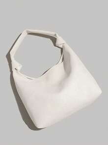 French Retro Simple Casual Slouchy Shoulder Bag, Versatile Quality Large Capacity Tote Bag For Women, Spring Edition - White - View 6