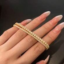 Kit Of 3 Women's Riviera Bracelets, Crystal Zirconia, 925 Silver Plated - 金色 - 查看 2