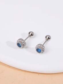 1 Pair Versatile Copper Inlaid Cubic Zirconia Stud Earrings For Women - Yellow Gold - View 3