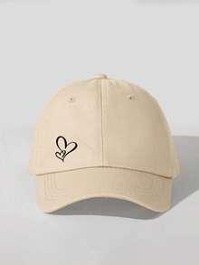 1 Pc Adjustable Printed Double Heart Baseball Cap, Outdoor Sun Ion Casual Hat, Suitable For Spring, Autumn, Travel, Beach, Y2K Style For Boys And Girls - Baseball Cap - View 14