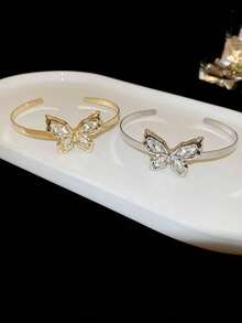 1 件可调节性感开口蝴蝶袖口手链 - 彩色 - 查看 6