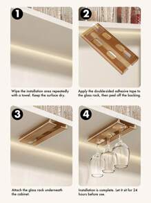 1 pieza/2 piezas Estante colgante para copas de vino, sin necesidad de perforar, bordes redondeados que no dañan los vasos, material ABS grueso, estilo minimalista ahorrador de espacio para el hogar y bar, se adapta a diámetros de cristalería de 3-8.5cm/1.18-3.35in