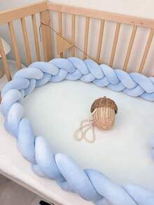1pc 3-Strand Braided Baby Crib Bumper, Newborn Anti-Collision Soft Pad Nursery Room Decor, Crib Braided Guardrail Cushion, Soft & Thick Collision Pad Decorative Strip, Suitable For Cradle, Changing Table, Stroller, Crib Set