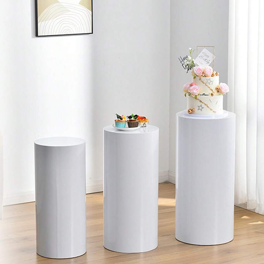 Chân đế trụ, 5/3 chân đế trụ tròn, dùng cho bệ trưng bày tiệc cưới hình trụ tròn màu trắng, chân đế bánh, thích hợp cho tiệc sinh nhật, tiệc mừng, trang trí bàn ngày lễ