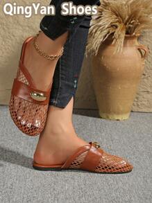 Breathable Mesh Slip-On Mules, Lightweight & Durable Rubber Sole, Fashion Versatile Indoor/Outdoor Wear, New Summer Hot Selling