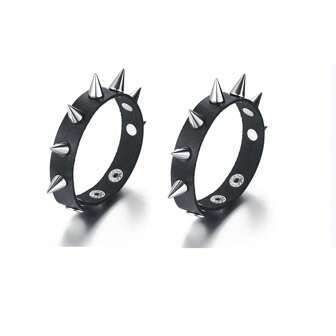 2pcs/Set Spike Bracelets Black PU Leather Punk Rock Wristbands Metal Bands Men Gothic Accessories
