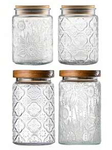 1 pieza Frasco de vidrio retro con tapa, aproximadamente 671.9/900 gramos, botes de almacenamiento de vidrio sellados, recipientes de almacenamiento de alimentos de vidrio, aptos para mostradores de cocina, despensas, frascos decorativos y lindos frascos para café, té, azúcar y dulces