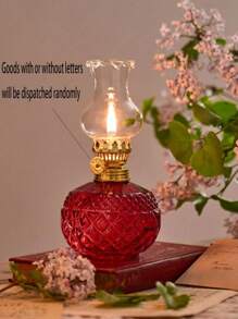 1个复古大型油灯，玻璃煤油灯，古董油灯，室内应急照明防风灯（不含液体），复古家居装饰花园装饰灯罩，圣诞礼物；万圣节礼物，返校礼物，教师节礼物 - 彩色 - 查看 10