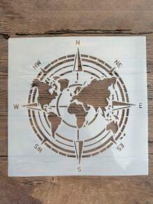 1pc PenhuaMoban Compass Navigation Chart Stencil, 30x30cm Plastic DIY Mold For Painting On Wood, Fabric, Wall - Art Supplies For Embossed Paper Card Crafting, Stencils For Painting On Wood,For School Supplies,Back To School
