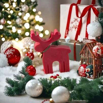 圣诞驯鹿造型蜡烛模具，圣诞雪驯鹿元素手工DIY石膏装饰硅胶模具，节日派对氛围，自制创意家居装饰艺术装饰硅胶模具
