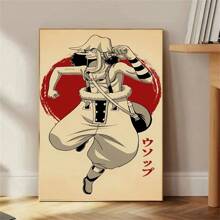 1/6 piezas Póster impreso HD resistente al agua de One Piece, el mejor regalo para niños fans del manga clásico Zoro, adecuado para decoración retro del hogar o dormitorio, sin marco