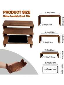 展示架木质立架木制支架三层木质架子装饰矩形纸杯蛋糕架古龙水香水收纳架展示柜 - 彩色 - 查看 2