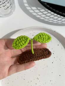 2个装女士针织绿叶发夹可爱装饰刘海发卡，发饰，发夹爪夹，学习用品，头部饰品，发夹 - 綠色 - 查看 9